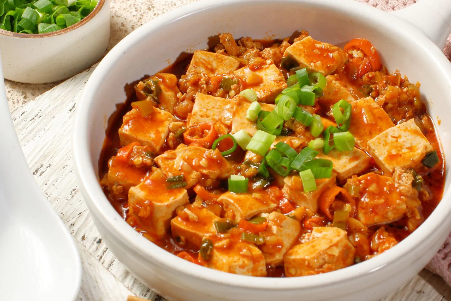 Spicy Sichuan mapo tofu at Schuan Kitchen, a Chinese Restaurant in Staten Island