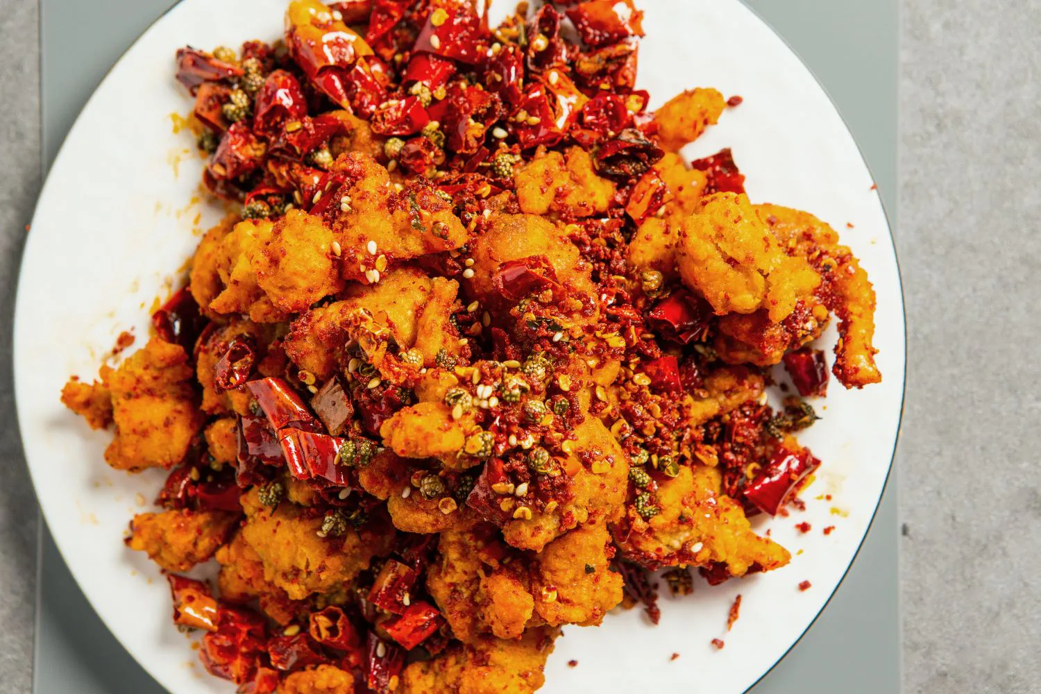 Crispy Sichuan spicy chicken at Schuan Kitchen, a Chinese Restaurant in Staten Island