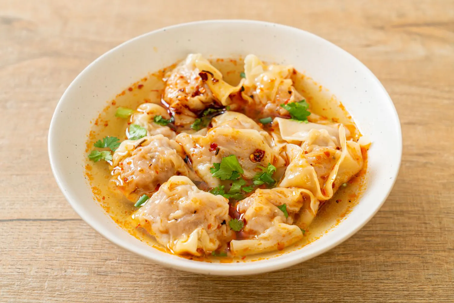 Spicy wontons in soup at Schuan Kitchen, a Chinese Restaurant in Staten Island